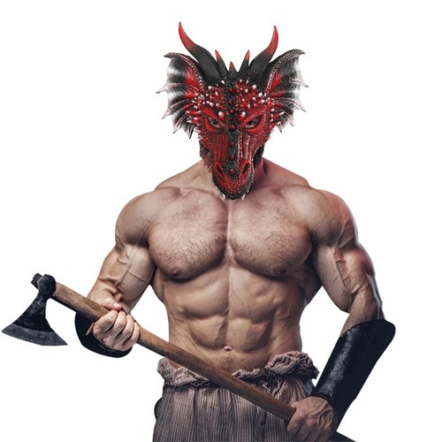 Drachenmaske rot schwarz - drachenmaske,