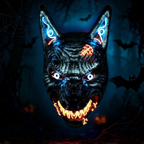 Led maske wolfman - led-maske, halloween