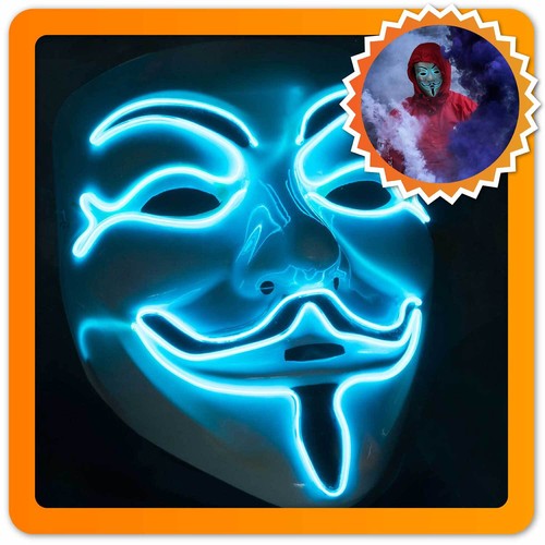 Led maske anonymous guy fawkes - maske,
