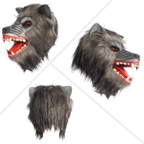 Werwolf maske grau latex - werwolf,