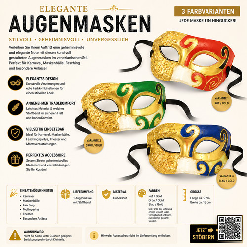 Venezianische augenmaske gold - augenmaske,