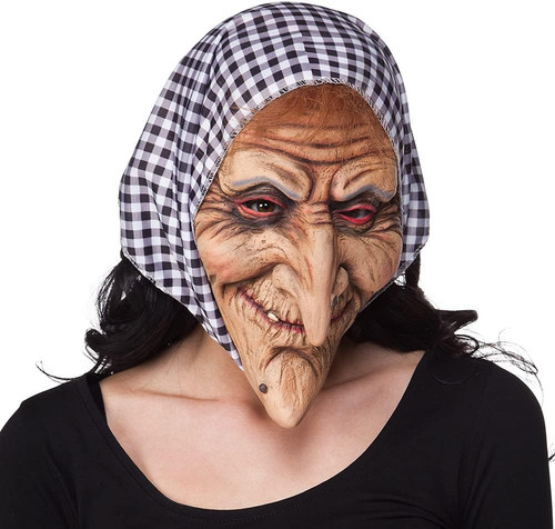 Latex kopfmaske hexe - latex, mit